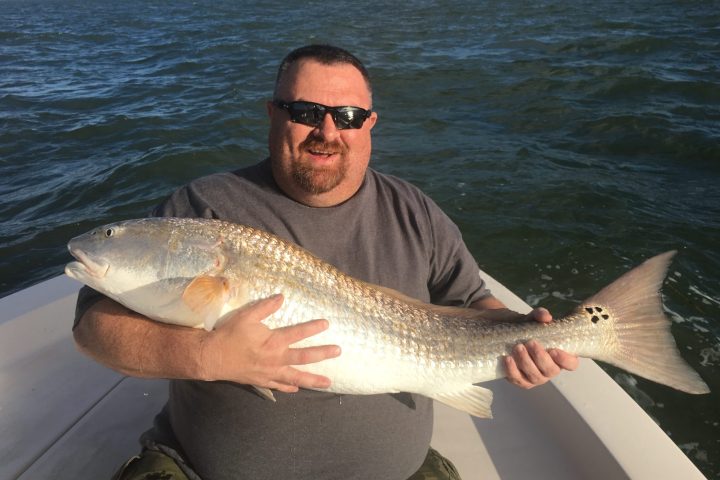 a man holding a fish in the water